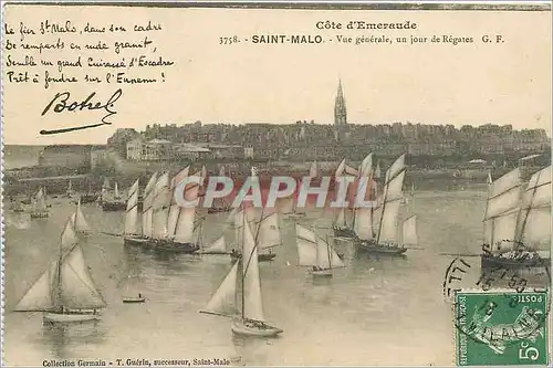 Cartes postales Cote d'emeraude-Saint malo-vue generale  un jour de regates Bateaux Botrel