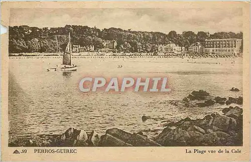 Cartes postales Perros Guirec. La plage vue de la Cale