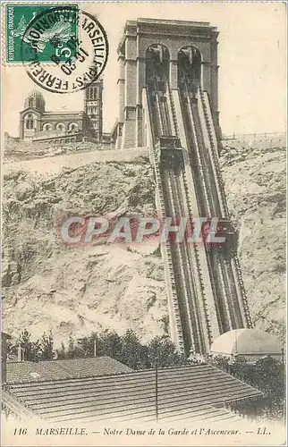 Cartes postales Marseille Notre Dame de la garde et l'Ascenceur LL