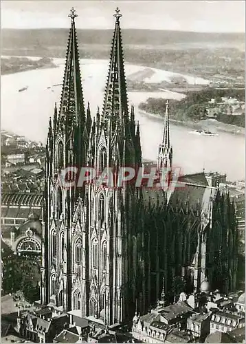 Moderne Karte La cathedrale de cologne vue aerienne