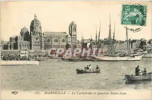 Cartes postales Marseille la Cathedrale et quartier Saint Jean Bateau