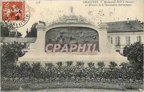 Cartes postales Chartres monument eleve a Pasteur en memoire de la vaccination charbonneuse Rage