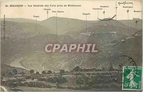 Cartes postales besancon vue generale des forts pise de Montfaucon