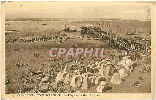 Cartes postales Arcachon cote d' argent l plage et l grande Jetee