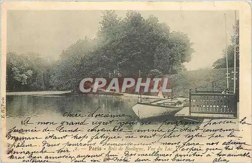 Cartes postales Paris Bois de Boulogne vue du Lac