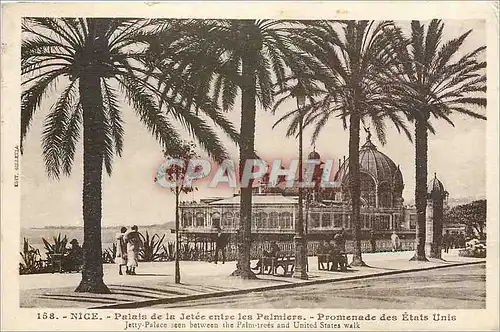 Cartes postales Nice plais de la jetee entre les plamiers promenade des etats Unis