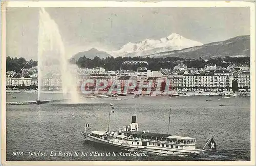 Cartes postales Geneve la rade le jet d'eau et le mont blanc Bateau