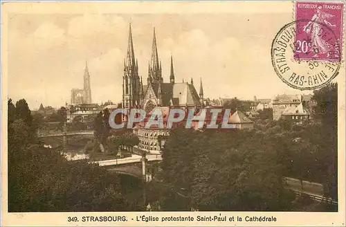 Ansichtskarte AK Strasbourg l'Eglise protestante Saint Paul et la cathedrale