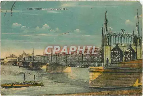 Cartes postales Strasbourg pont sur le Rhin Bateau