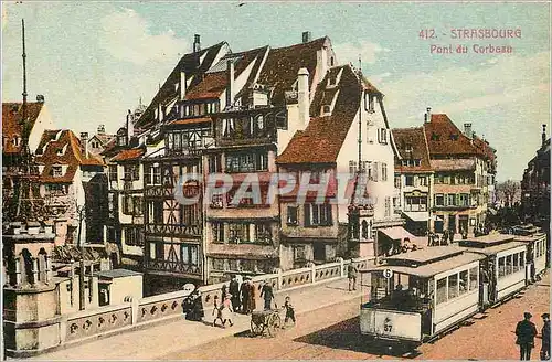 Ansichtskarte AK Strasbourg Pont du Corbeau Tramway