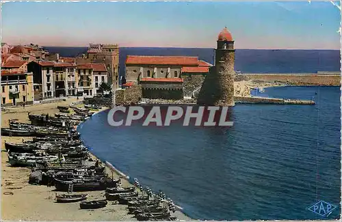 Moderne Karte Collioure La rade et l'Eglise Bateaux