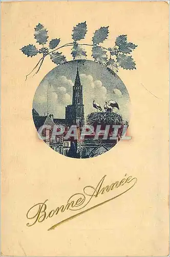 Cartes postales Bonne Annee Alsace Cigogne