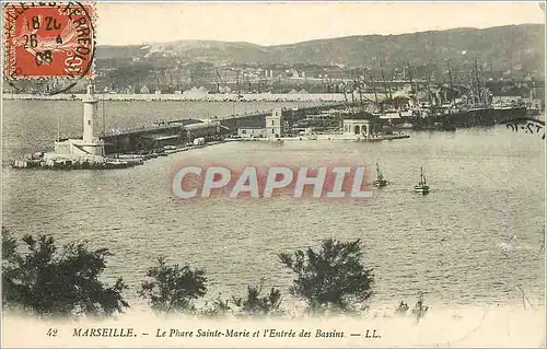 Cartes postales Marseille Le phare Sainte marie et l 'Entr�e des Bassins LL