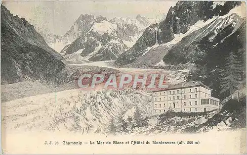 Cartes postales Chamonix la mer de galce et l'Hotel du montenvers alt 1921 m