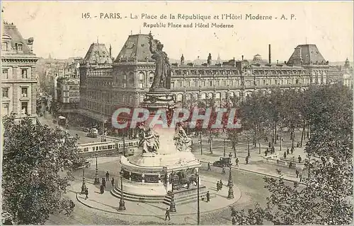 Cartes postales Paris la place de a republique te l hotel