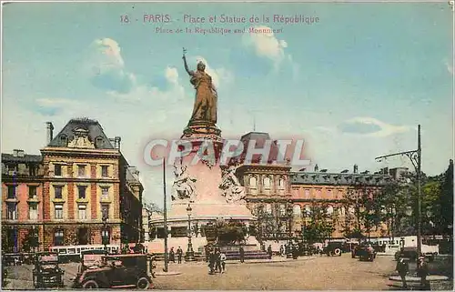 Cartes postales Paris place et Statue de la republique