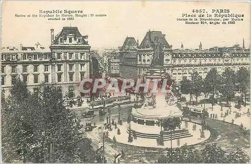 Ansichtskarte AK Paris Place de la republique statue de l republique par morice hauteur 21m eragee en 1883