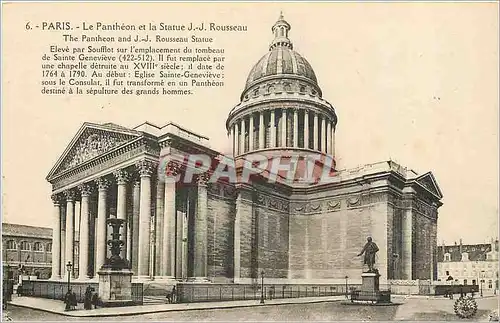 Ansichtskarte AK Paris le panthoen et la statue JJ Rousseau