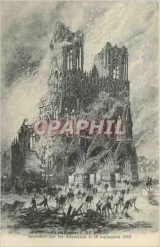 Cartes postales cathedrale de reims Militaria