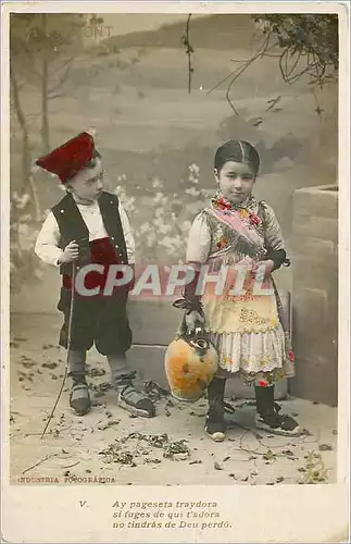 Cartes postales Ay pageseta traydora si fuges de qui t'adora no tindras de Deu perdo  Folklore