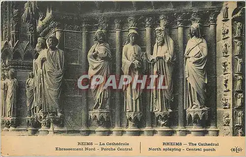 Cartes postales Reims La Cathedrale Ebrassement Nord Porche Central