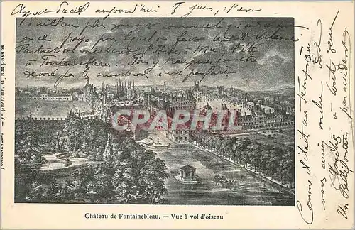 Cartes postales Chateau de Fontainebleau Vue a vol d'Oiseau