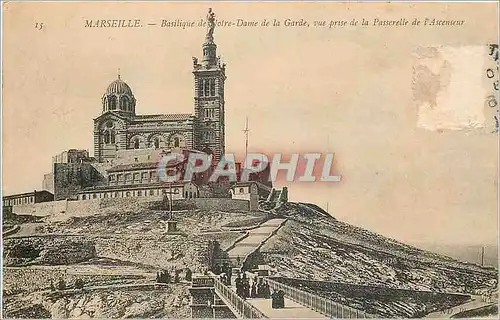 Ansichtskarte AK Marseille Basilique de Notre Dame de la Garde vue prise de la Passerelle de l'Ascenseur