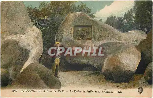 Cartes postales Fontainebleau La Foret Le Rocher de Millet et de Rousseau