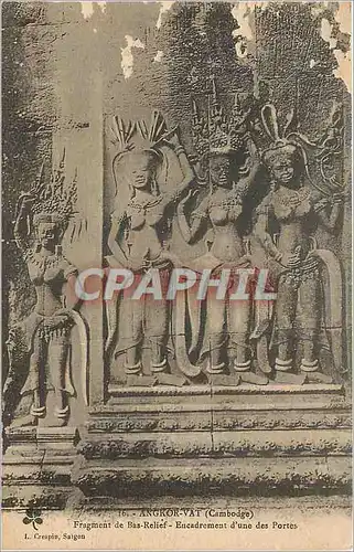 Ansichtskarte AK Angkor Vat Cambodge Fragment de Bas Relief Encadrement d'une des Portes