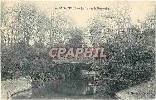 Cartes postales Bagatelle Le Lac et la Passerelle