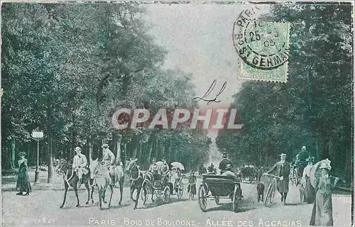 Ansichtskarte AK Paris Bois de Boulogne Allee des Accacias Chevaux Velo Cycle