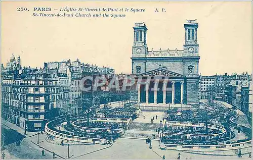 Cartes postales Paris L'Eglise St Vincent de Paul et le Square St Vincent de Paul et le Square