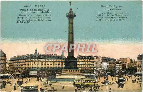 Cartes postales Paris Place de la Bastille La Colonne de Juillet