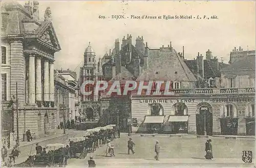 Cartes postales Dijon Place d'Armes et Eglise St Michel Librairie Venot