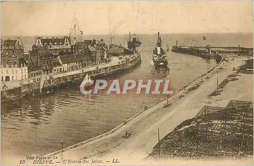 Ansichtskarte AK Dieppe L'Entree des Jetees Bateau