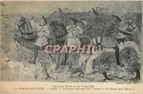 Cartes postales Les Trois Morts et les Trois Vifs La Ferte Loupiere Eglise Peinture Murales La Danse des Morts