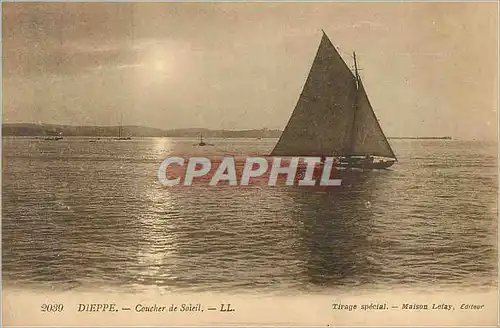 Cartes postales Dieppe Coucher de Soieil Tirage Special Maison Lefay Bateau