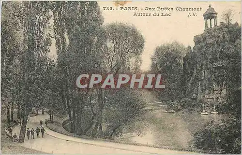 Cartes postales Paris Aux Buttes Chaumont Autour du Lac