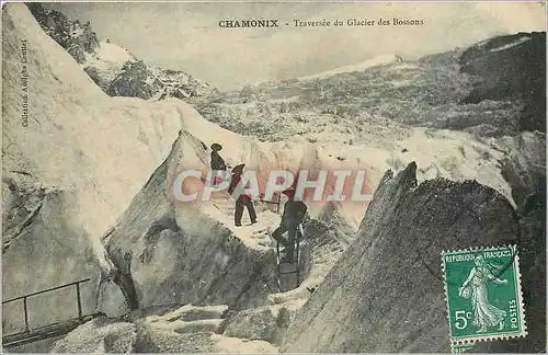 Ansichtskarte AK Chamonix Traversee du Glacier des Bossons Alpinisme