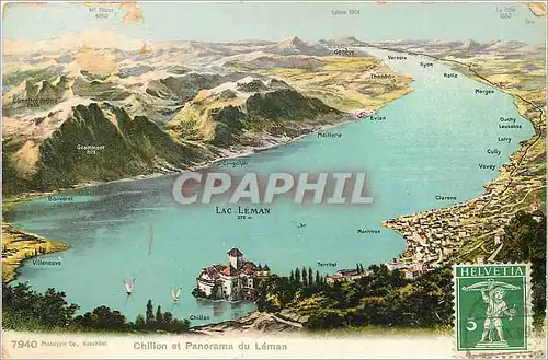 Cartes postales Chillon et Panorama du Leman