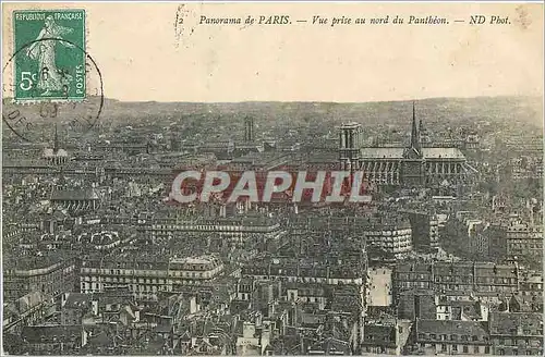 Cartes postales Panorama de Paris Vue prise au nord du Pantheon