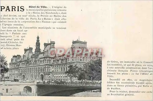 Cartes postales Paris Hotel de Ville