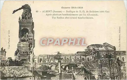 Cartes postales Albert Somme Basilique de ND de Brebieres Cote Est Militaria