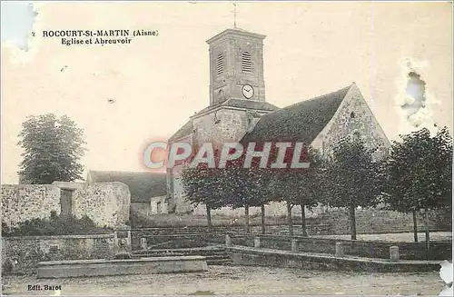 Cartes postales Rocourt St Martin Aisne Eglise et Abreuvoir