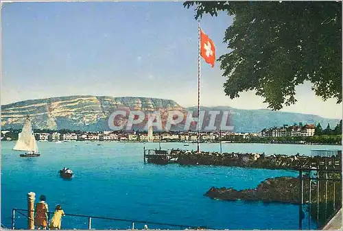 Cartes postales Geneve La Rade et le Saleve depuis la Perle du Lac