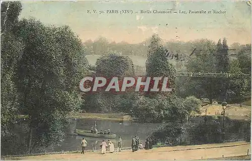 Ansichtskarte AK Paris Buttes Chaumont Lac Passerelle et Rocher