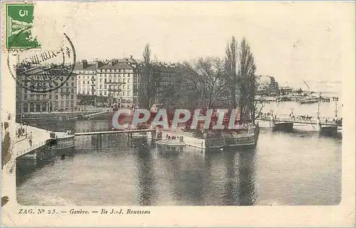 Cartes postales Geneve Ile JJ Rousseau