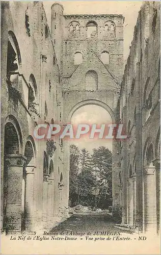 Cartes postales Ruines de l'Abbaye de Jumieges La Nef de l'Eglise Notre Dame Vue prise de l'Entree