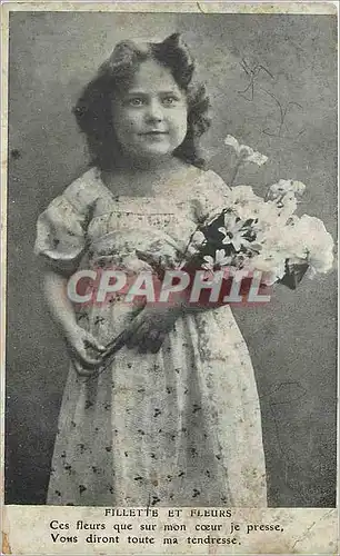 Cartes postales Fillette et Fleurs Enfant
