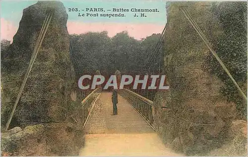 Cartes postales Paris Buttes Chaumont Le Pont suspendu